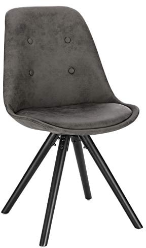 WOLTU 1x Esszimmerstühle, Küchenstuhl, Skandinavisch Design, schminktisch Stuhl, Loungesessel, Polsterstuhl, Retro Design Gepolsterter Stuhl, Sitzfläche aus Stoffbezug, Anthrazit, BH268an-1