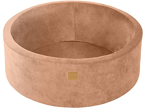 MEOWBABY Piscine à Balle pour bébé – Piscine à balles Douce en Velours 90x30cm Ohne balles – Fosses a Boules pour Enfants, Beige
