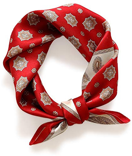 PoeticEHome Halstuch, 100 % Maulbeerseide, 53,3 x 53,3 cm, klein, quadratisch, für Damen, in Geschenkverpackung, G1 - Red Passion, 21x21 (53x53cm)