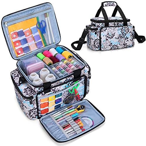 CURMIO Nähzubehör Tasche, Nähsets Aufbewahrungstasche, Nähaufbewahrung für nadeln, Schere, maßband, Faden und andere nähen zubehör, (Keine Zubehör enthalten), Löwenzahn