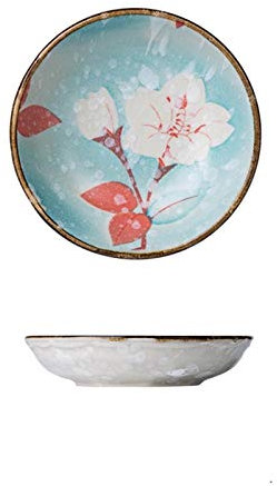 QINGGANGLING999 Vajilla Completa Cerámica Placa de Cena de Estilo japonés Ensalada Sushi Steak Sirviendo Placa Azul Flor Salsa Masquitería Vajilla (Color : H)