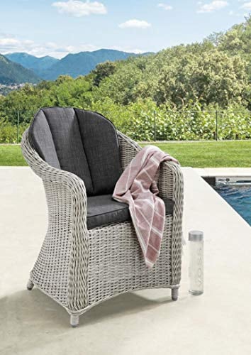 Destiny Gartensessel Malaga 2er Set, Polyrattan + Aluminium, Vintage weiß