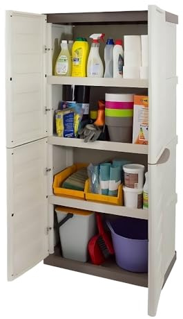 GarPet Gartenschrank Wasserdicht Outdoor Schrank Kunststoff Mehrzweckschrank Hoch Aufbewahrungsschrank Allzweckschrank Balkonschrank Haushaltsschrank Terrassenschrank Hoch