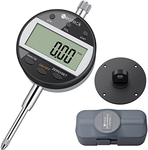 Neoteck Digital Messuhr 0-25,4 mm/1 mit Toleranzfunktion Zoll/metrische Umrechnung Digital Dial indicator Messgerät für Labor Werkstatt 3D Drucker