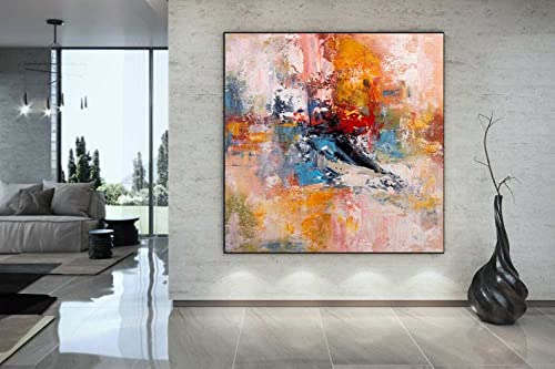 YMXCNM Ölbilder Auf Leinwand Handgemalt,100% Handgemalte Bunte Landschaft Ölgemälde Auf Leinwand Wandkunst Rahmenlose Bilddekoration Für Live Room Home, 110X110Cm (43.3X43.3Inch)