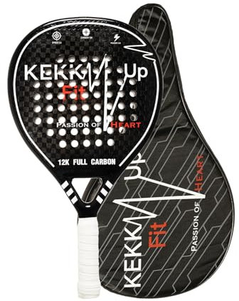 KEKKUPFIT RACCHETTA PADEL -FIBRA DI CARBONIO 100% 12K - UOMO - DONNA - GOCCIA - OTTIMA PER EPICONDILITE - BILANCIAMENTO MEDIO ALTO - MASSIMA POTENZA E CONTROLLO- CON CUSTODIA
