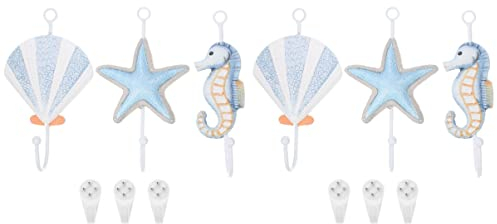 ULTECHNOVO Wohnkultur Dekorative Wandhaken Muschel Badezimmer Haken 6 Stück Strand Nautische Wandhaken Muschel Wandhaken Strandtuch Aufh?ngehaken Badezimmer Dekor Muschel Handtaschenhaken