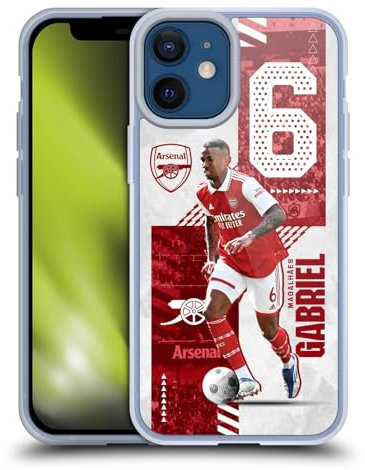 Head Case Designs Licenciado Oficialmente Arsenal FC Gabriel Magalhães 2022/23 Primer Equipo Caso Funda de Gel Suave Compatible con Apple iPhone 12 Mini