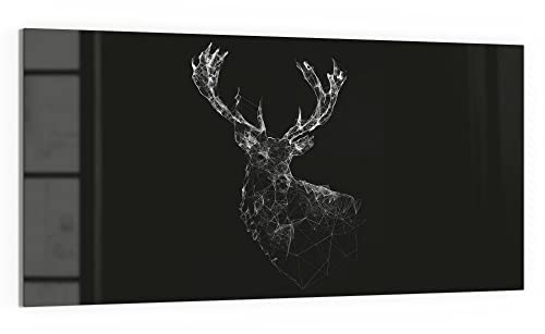 DEQORI Glas-Magnettafel | 100x50 cm groß | Motiv Digitalisierter Hirsch | Memo-Board aus Glas | Magnetboard inkl. Magnete, Stift & Tuch für Küche & Büro | Tafel magnetisch & beschreibbar