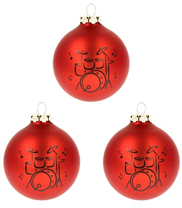 Weihnachtskugeln Schlagzeug - 3er-Set - Schönes Geschenk für Musiker (rot)