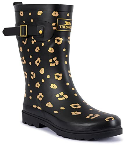 Trespass Womens Wellie Boots Celeste - Printed, Mid-Height, Decorative Buckle, Removable Insole, Durable Grip Sole, Textile Lining, Rubber Outsole, Rubber Upper, EVA Insole