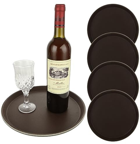VIDETOL 5 Pcs Non Slip Round Serving Trays, 28cm Anti Slip Drinks Tray, Tableware and Bar Serving Tray for Drinks, Home, Kitchen, Bars and Restaurants