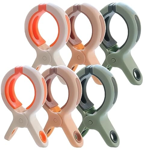 LUBOXIN 6 Stücke Große Badetuch Klammern, Winddicht Handtuchklammern Grosse Wäscheklammern Strandtuch Klammern Kunststoff Strandtuch Clips für Strandliegen, Badetuch, Tägliche Wäsche und Bettwäsche