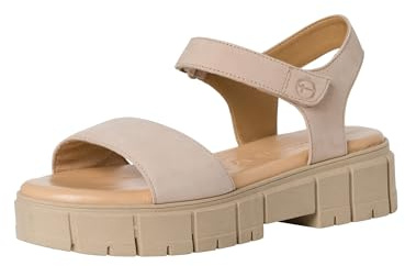 Tamaris Damen Plateau Sandalen Leder Blockabsatz Sommer; ANTELOPE/braun; 39 EU