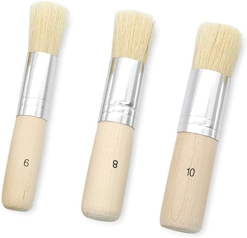 ATB-Foger Schablonierpinsel 3 Stück Holz Schablone Pinsel Naturborsten Malpinsel Striche für Acrylmalerei Ölmalerei Malschablone DIY Kunst Handwerk Malerei Pinsel (13,5/16 / 18mm)