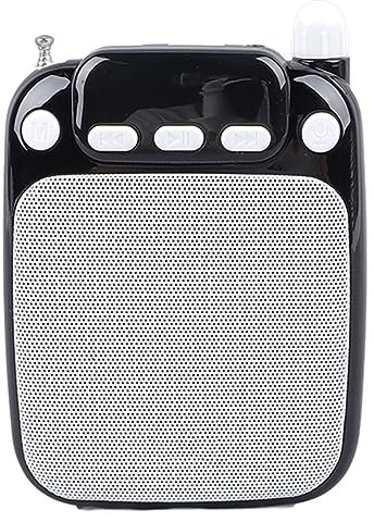 Amplificateur Vocal, Rechargeable Tout-en-Un, Enregistrement 10 W, Mini Amplificateur Vocal Portable avec Microphone Filaire, Casque de Guidage (Noir)