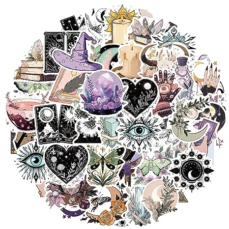 TNSLAND Hexe Aufkleber 50 Stück Wasserfest Vintage Sticker Set Vinyl Graffiti Witcher Stiker für Auto Laptop Fahrrad Skateboard Motorrad Snowboard Koffer MacBook Kindle für Jugendliche Erwachsene