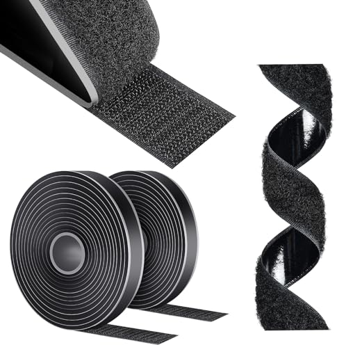 AiQInu Feltro Adesivo Forte, 5m x 16mm Biadesivo, Sistema Di Fissaggio Hook & Loop, Nastro A Strappo Per Tessuto DIY