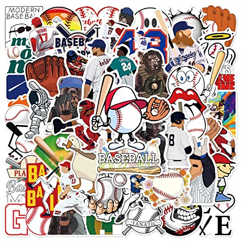 Baseball Aufkleber Baseball Sticker Set 50 Stücke Niedlich Deko für Auto Laptop Skateboard Fahrrad Moped Motorrad Fahrrad Computer,Geeignet für Erwachsene Kinder