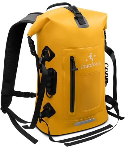 Wasserdichter Rucksack 30-35L, Rolltop Waterproof Backpack Mit Gepolstertem Tragegurt, Wasserdichtem Reißverschluss Wasserdichte Tasche, Dry Bag Für Wassersport Radfahren Outdoor Wandern (Gelb)