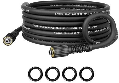POHIR Pressure Washer Hose 25ft, 4000PSI Kink Resistant Power Washer Replacement Hose 1/4 Inch with M22 14MM Swivel, Lightweight Pressure Washer Extension Hose