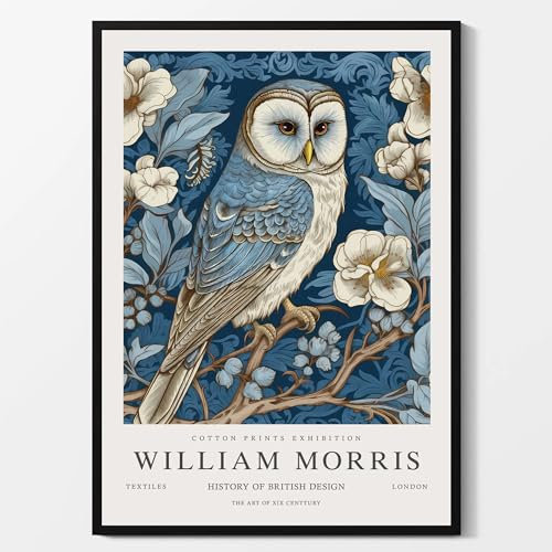 IPUDIS Vintage William Morris Poster Blume Eule Leinwand Gemälde Wandkunst William Morris Drucke für Home Decor Bilder 50X70cm Kein Rahmen
