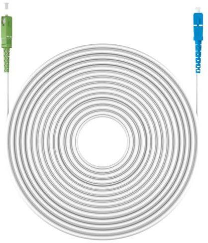 Ewent 20 metri Cavo Fibra Ottica SC/APC per SC/UPC Simplex Monomodale 9/125, G.657A2, LSZH, Compatibile con TIM Fibra, Vodafone Fibra, Wind Fibra e Tre Fibra etc, Bianco/Verde-Bianco/Blu, 20M