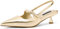 MIRAAZZURRA Donna Kitten Heel Slingbacks Pizzo Punta Decolleté Tacco basso Slip On Scarpe con Cinturino Fibbia per Incontri Feste Lavori, gold, 40 EU