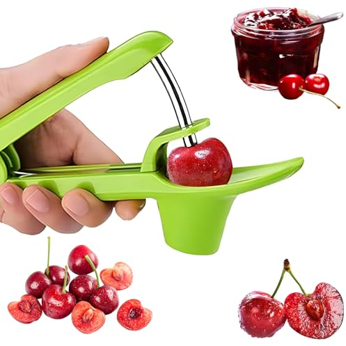 ZoneYan Dénoyauteur à Cerises en Acier Inoxydable, Dénoyauteurs de Cerise, Dénoyauteur Olives, Denoyauteur Cerise et Prune - Dénoyauteur de Cerises Manuel pour Un Retrait Rapide des Noyaux (vert)