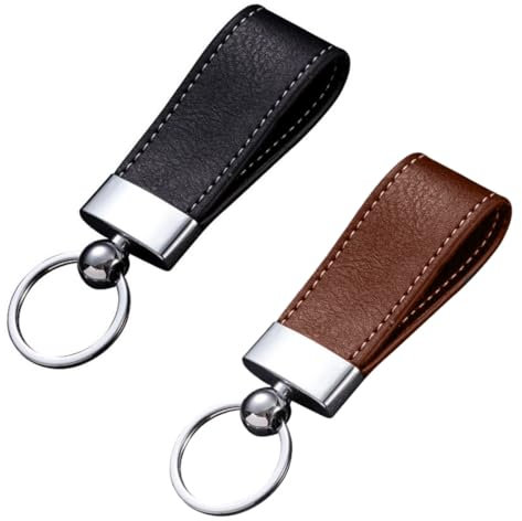 KOQAIIZ Porte-clés en cuir noir, Cuir Porte-clés Porte-clés Cuir Noir Brun de Haute qualité, Cadeaux Papa Porte clés de Papa Cadeau de fête des