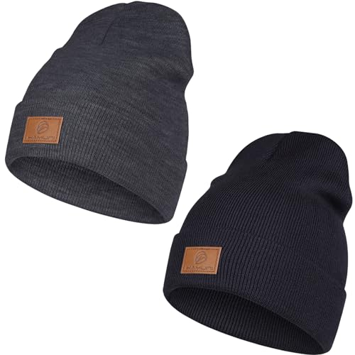 HAMUNI Beanie Mütze für Herren Damen, Klassische Wintermützen Bequem Atmungsaktiv Weich Acryl Beanie Hat Strickmütze Vintage Einfarbig Strick Bündchen Beanies Unisex