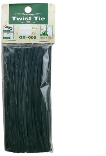 Efficient Green Plastic Coated Wire Cable Ties for Gardening 200pcs, 15cm Long (dark green)