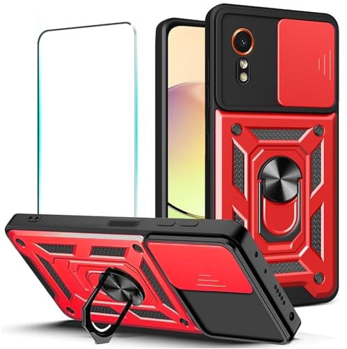 KEKBOXQ Cover per Samsung Galaxy Xcover 7 5G, Custodia per xcover 7 Cerchietti Fotocamera, [Protezione Antiurto di Grado Militare], 360° Anello Rotante.Samsung Galaxy x cover 7 Case Rosso