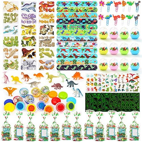 INSPIMYST Dinosaur Party Bags Filler Dinosaur Temporary Tattoos Slap Bands Christmas Birthday Party Favours for Kids Boys Girls 126PCS
