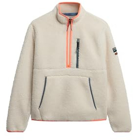 Superdry Damen Outdoor Fleecejacke mit halbem Reißverschluss Ecru 40