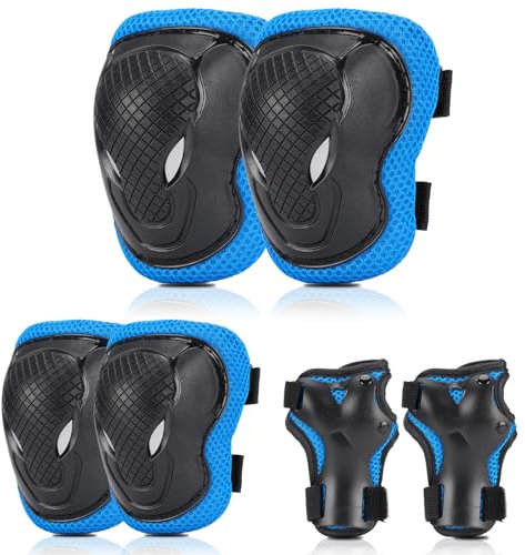 BURSUNLY Knieschoner Kinder Schoner Inliner Kinder, Verstellbare Kinder Protektoren Set, Knie und Ellenbogenschützer Handschoner für Kinder, Knieschützer für Inliner Fahrrad Skates Scooter Rollschuhe