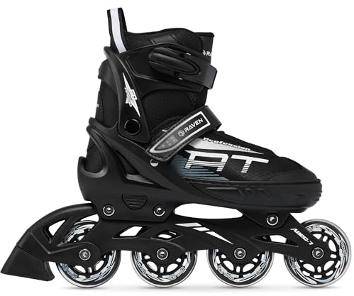 RAVEN Profession Pattini in linea Inline Skates per bambini e adulti OPZIONALE 2in1 con Pattini da ghiaccio regolabili (Black senza pattini, 28-32 (18,5-21cm))