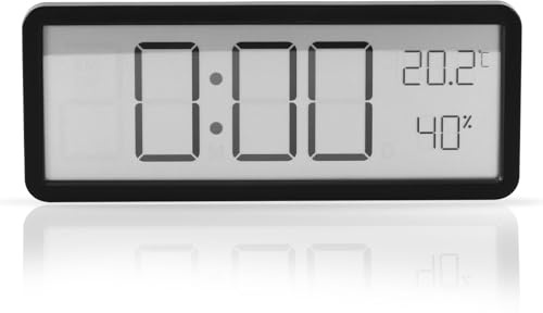 Digitale Wanduhr, Wecker für Schlafzimmer, LED-Display, Schreibtischuhr mit intelligenter Kalendertemperatur, Demenzuhr, Nachttischuhr, USB-Ladeanschluss oder 2 AA-Batterien betrieben [Batterie nicht