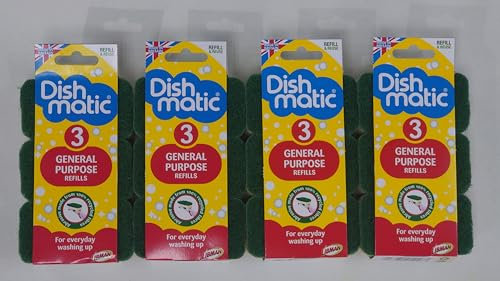 Dish Maticc Pluse Heavy Duty Green Refill Sponges Cleaning Scourer X 12