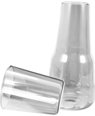 Ciieeo Karaffe Mit Becher Aus Glas Für Wasser Oder Saft Dekantiertablett Fürs Badezimmer Oder Nachttisch Praktisches Wohnaccessoire Zum Servieren Von Getränken