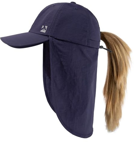 TOP-EX Baseball Cap Damen Pferdeschwanz UV Schutz Sonnenhut mit Nackenschutz Wasserdicht Outdoor Hut Sommer Fischerhut Safari Wanderhut Navy Blau L