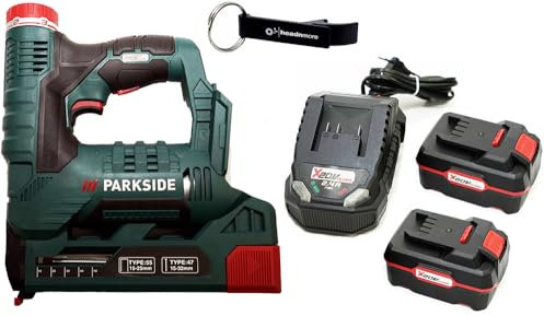 HEADNMORE® Bundle - 1 x PARKSIDE® 20V Akku Tacker PAT 20 + 1 x HEADNMORE® Schlüsselanhänger (2x4Ah Akku)