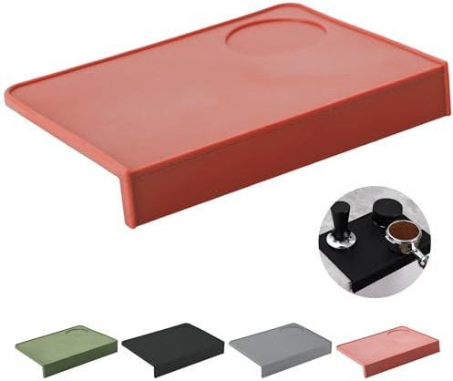 MORAINJAY Tampermatte mit Tischkantenschutz Karamell, Espresso Kaffee Tampingmatte, 15x20cm Kaffee Tamper Mat, Lebensmittelgerechtes Silikon Tamping Corner Coffee Kaffeemaschinenzubehör für Home