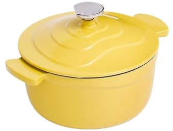 YAOHY Enameled Cast Iron Dutch Oven Of Casserole Cooker Dutch Oven Pot With Lid For Induction Cooker, Sourdough Bread Baking Cast Iron Pot(Yellow)