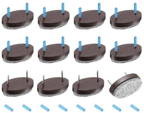 QUARKZMAN 12 Stück Nagel-auf Filz Möbelgleiter, ovale Filzgleiter Bodenschoner für Holzmöbel Tisch Sofa Stuhlbein (25mm, Braun)