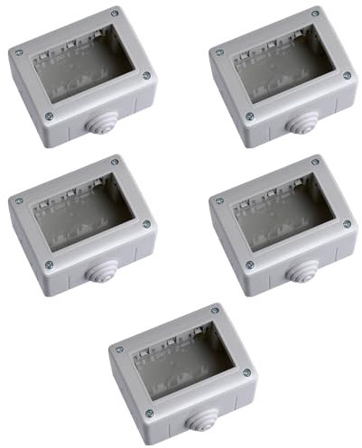 5 Scatole a montaggio esterno, 3 Moduli/posti, Compatibile con BTicino Matix, IP40 per interno, Grigio, Custodia, Contenitore da parete porta frutti, per interruttori/prese, con passacavi