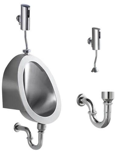 Pequeño Urinario de pared con sensor,Urinario de acero inoxidable 304,3 métodos de descarga,Urinario ahorrador de espacio para hombres,Urinario comercial de alta eficiencia con descarga,Para escuelas(