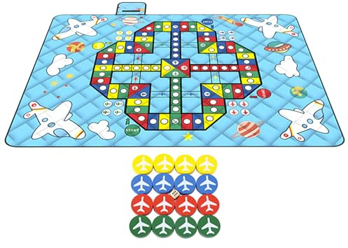 Spielteppich für den Außenbereich, wasserdicht, mit Schachfiguren – Spielboden, faltbar, dreilagig, für Rasen, Strand, Park, Party