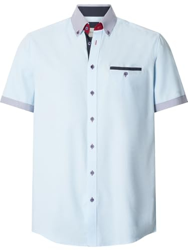 BABISTA Herren Kurzarmhemd Florevetto | trendiges Freizeit-hemd für Sommer reine Baumwolle kurzarm, Hemd mit Knopfleiste, Button-Down-Kragen und Kontrastdetails