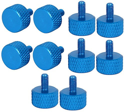 sourcing map Computer PC Graphics Card M3x6mm Knurled Thumb Screws Sky Blue 10pcs